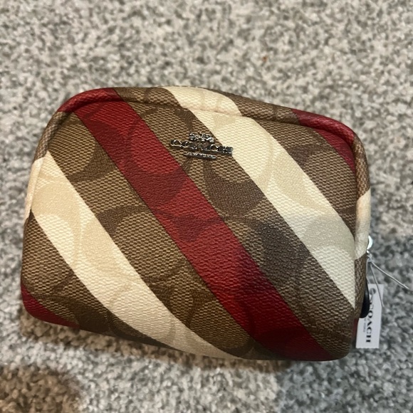 Coach Red and Brown Striped Pouch - Picture 4 of 4